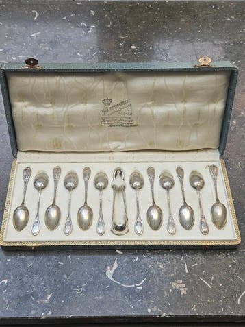Koffielepel - .800 zilver - Wolfers Fréres - 12 lepels en, Antiek en Kunst