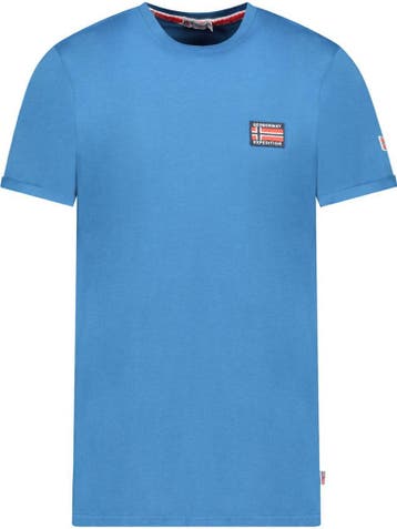Geographical Norway T-shirt Ronde Hals Met Vlag Jaltimore, Verzenden, Nieuw, Blauw