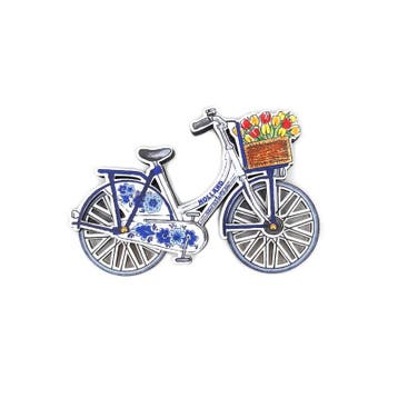 Hollandse fiets magneet MDF Delftsblauw – Draaiende wielen, Ophalen of Verzenden, Nieuw