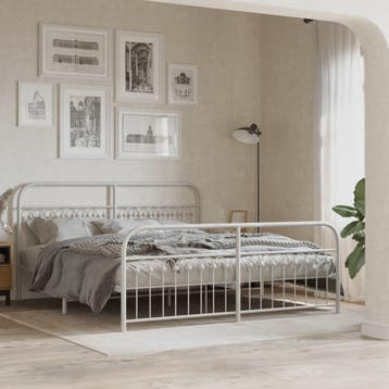 vidaXL Bedframe met hoofd- en voeteneinde metaal wit 183x213, Huis en Inrichting, Verzenden, Wit, Overige maten, Metaal