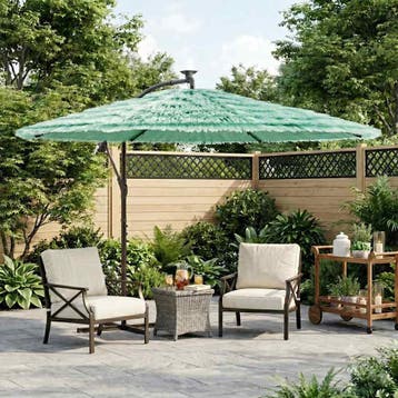 vidaXL Parasol met stalen paal 290x290x238 cm groen, Verzenden, Nieuw, 2 tot 3 meter