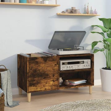 vidaXL Platenkast 84,5x38x48 cm bewerkt hout gerookt, Verzenden, Nieuw