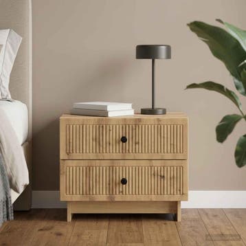 vidaXL Nachtkastje Artisanaal eiken 62 x 34,5 x 47,5 cm, Minder dan 45 cm, Verzenden, Nieuw, Minder dan 55 cm