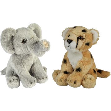 Safari dieren pluche knuffels - olifant en cheetah - 2, Verzenden, Nieuw