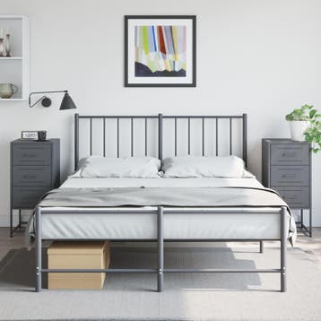 vidaXL Nachtkastjes 2 st 36x39x78 cm staal antracietkleurig, Verzenden, Nieuw, Metaal of Aluminium