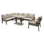 Lola dining hoek loungeset 6 delig verstelbare tafel latte, Tuin en Terras, Ophalen of Verzenden, Nieuw, Aluminium