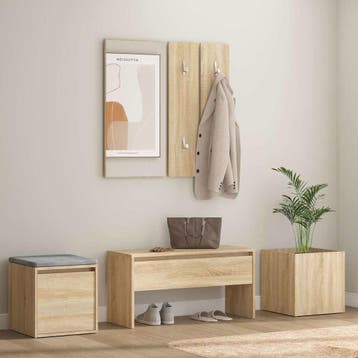 vidaXL Garderobe set bewerkt hout sonoma eikenkleurig, Verzenden, Nieuw