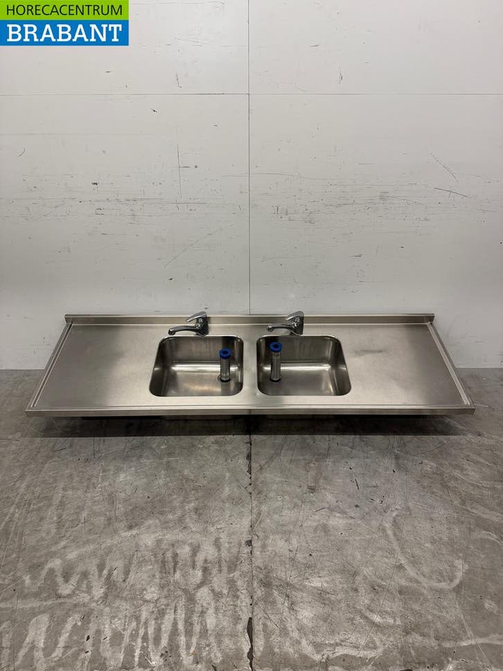 RVS Spoelblad Dubbele Spoelbakken met kraan 183 cm Horeca, Zakelijke goederen, Horeca | Keukenapparatuur, Gebruikt, Ophalen of Verzenden