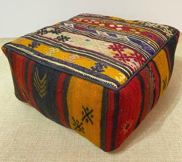Kelim Poef - Kelim - 48 cm - 48 cm