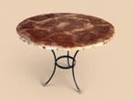 Tafel - Marmer, Messing, IJzer - Vintage marmeren tafel met, Antiek en Kunst