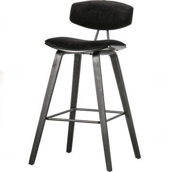 WOOOD Senn Barstoel - Velvet Stof - Zwart - 91x42x48 cm, Verzenden, Nieuw