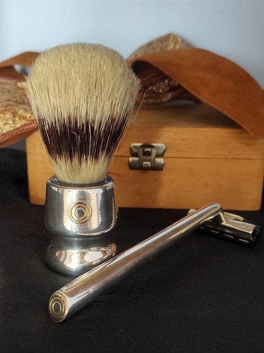 rasoio e pennello oro argento massiccio - Kaptafelset (2) -, Antiek en Kunst, Antiek | Goud en Zilver