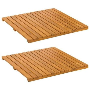 Badmat Hout Set 2st | Tweedekansje | OP=OP, Ophalen of Verzenden, Zo goed als nieuw, Bruin, Badmat