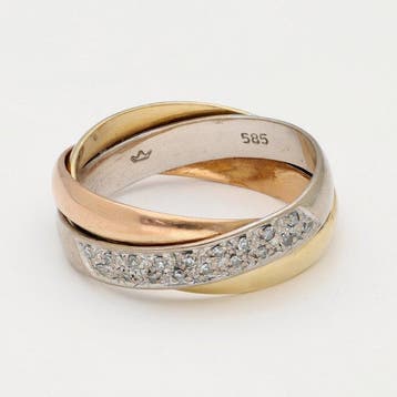 Ring - 14 karaat Geel goud, Witgoud, Roségoud Diamant, Nieuw