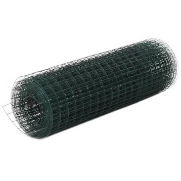 vidaXL Kippengaas 25x0,5 m staal met PVC coating groen, Tuin en Terras, Verzenden, Nieuw, IJzer