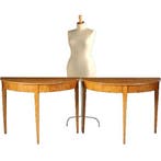 Stel blonde esdoornhouten  demi lune halve maantafels ca 189, Antiek en Kunst, Antiek | Meubels | Tafels, Ophalen of Verzenden