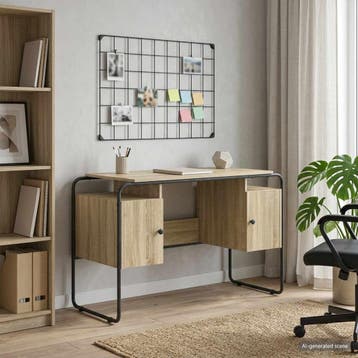 vidaXL Bureau met opbergruimte Sonoma Eiken 120 x 50.5 x, Verzenden, Nieuw