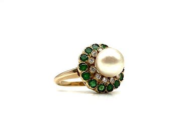 Cocktailring - 18 karaat Geel goud Parel - Gemengde, Sieraden, Tassen en Uiterlijk, Antieke sieraden