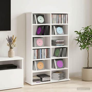 vidaXL CD Kast Wit 60 x 17 x 92 cm Bewerkt hout, Huis en Inrichting, Verzenden, Nieuw