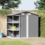 vidaXL Tuinschuur met rek 205x130x183 cm ijzer grijs, Tuin en Terras, Tuinhuizen, Verzenden, Nieuw