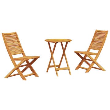 vidaXL Vouw Bistro Set 3 st Bruin Massief Acaciahout, Verzenden, Nieuw, 3 zitplaatsen