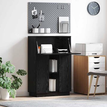 vidaXL Bureau Zwart Eiken 71,5 x 31,5 x 106,5 cm Bewerkt, Verzenden, Nieuw