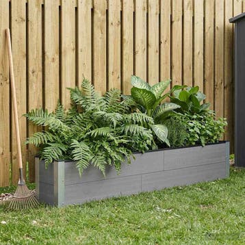 vidaXL Verhoogde plantenbak Grijs 200 x 30 x 36 cm, Verzenden, Nieuw, Minder dan 60 cm, 30 tot 60 cm