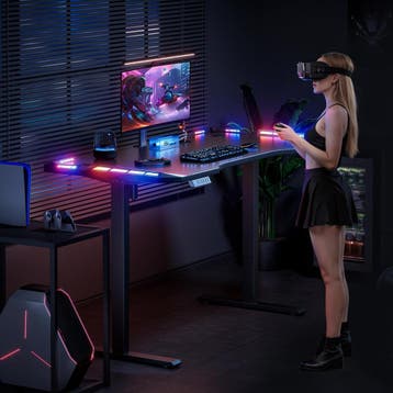 Gaming bureau - Gaming desk - Gaming tafel - 140x60 cm - Zwa, Verzenden, Zo goed als nieuw