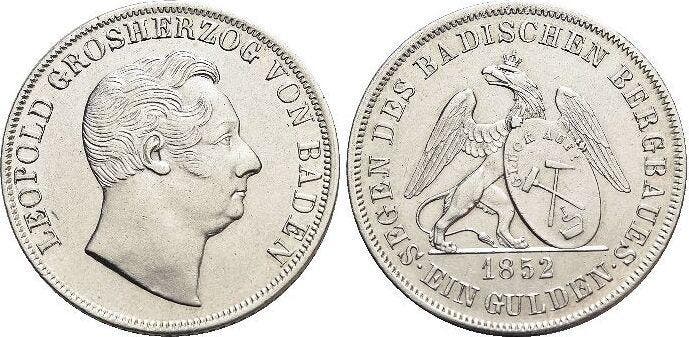 Ausbeutegulden Baden-durlach Leopold 1830-1852, Postzegels en Munten, Munten | Europa | Niet-Euromunten, Verzenden