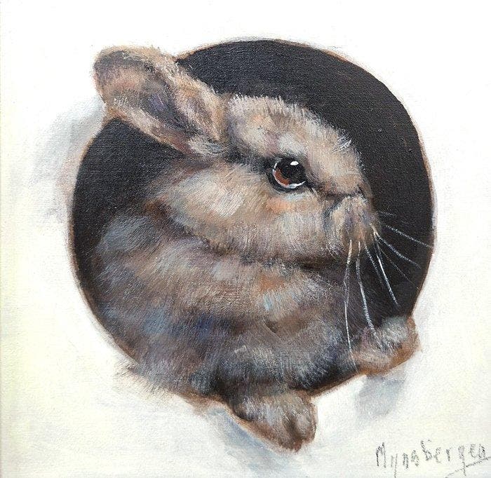 Mijnsbergen (1945) - Konijntje, Antiek en Kunst, Kunst | Schilderijen | Klassiek