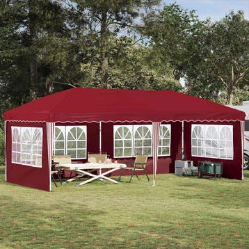 vidaXL Pop-up partytent 575 x 289 x 245 cm Bordeauxrood, Verzenden, Nieuw, Partytent