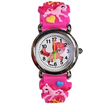 Fako - Kinderhorloge - 3D - Eenhoorn Mini – Donkerroze, Verzenden, Nieuw