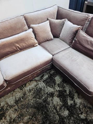 Velvet Hoekbank Bruin/Koper Vlours Hotel Chique - Kuster, Ophalen of Verzenden, Nieuw