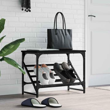 vidaXL Schoenenrek 60x30x45 cm bewerkt hout zwart, Verzenden, Nieuw