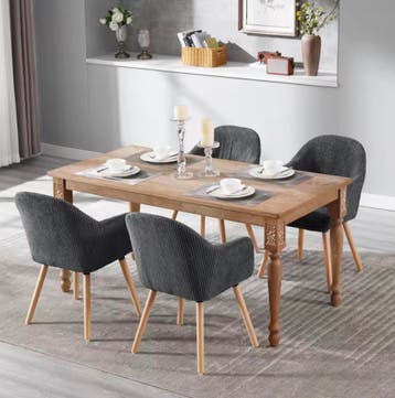 Nieuw: Corduroy Modern Design Eetkamerstoel – Houten Poten, Overige kleuren, Verzenden, Nieuw, Hout