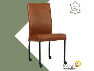 Leren eetkamerstoel Comfort met wieltjes - Granada Savannah, Huis en Inrichting, Stoelen, Bruin, Nieuw, Leer, Ophalen of Verzenden