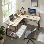Bureau Klirurud L-vormig of recht bureau eikenkleurig en zwa, Huis en Inrichting, Bureaus, Verzenden, Nieuw
