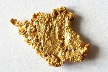 Goud , goudklompje uit Frans-Guyana of Suriname 1,25 gram-