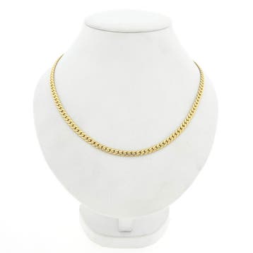 Gouden platte gourmetschakel ketting, Sieraden, Tassen en Uiterlijk, Kettingen, Ophalen of Verzenden, Gebruikt, Goud, Goud