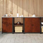 vidaXL Keukenopslag set met plank met opslag 3 pcs Roestig, Verzenden, Nieuw, Bruin