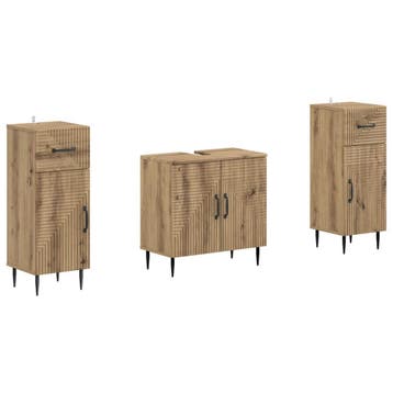vidaXL 2-delige Badkamerkast Set HAARLEM Artisanaal eiken, Verzenden, Nieuw