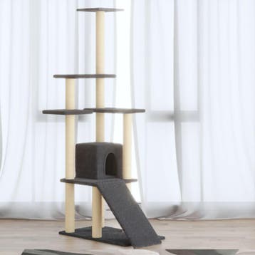 vidaXL Kattenmeubel met sisal krabpalen 155 cm donkergrijs, Dieren en Toebehoren, Katten-accessoires, Verzenden, Nieuw