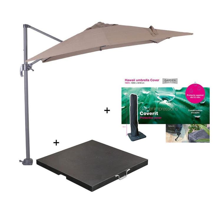 Garden Impressions Hawaii zweefparasol S 250x250 - donker, Tuin en Terras, Partytenten, Verzenden