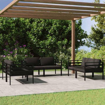 vidaXL 6-delige Loungeset met kussens aluminium, Tuin en Terras, Verzenden, Nieuw, Aluminium, Loungeset