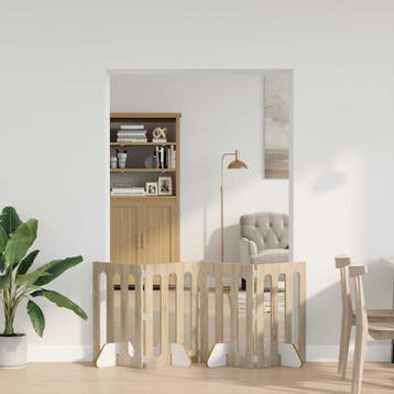 vidaXL Opvouwbaar huisdierhek 4 st Sonoma Eiken 201 x 38 x, Verzenden, Nieuw