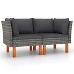 vidaXL Hoekbanken 2 st poly rattan en massief eucalyptushout, Verzenden, Nieuw