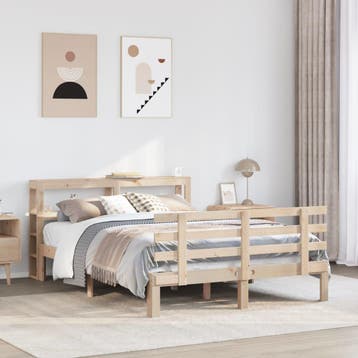 vidaXL Bedframe met hoofdbord massief grenenhout 120x190 cm, Huis en Inrichting, Slaapkamer | Bedden, Bruin, Verzenden, Nieuw