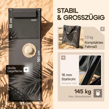 Strandmat Antraciet 158x56x46cm gestoffeerd (Tafels-Stoelen), Verzenden, Nieuw