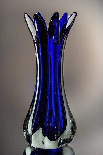 Murano - Vaas - Blauwe vaasobject - Midcentury design -