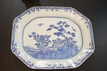 Dienblad - Qing - blauw-wit uit de 19e eeuw